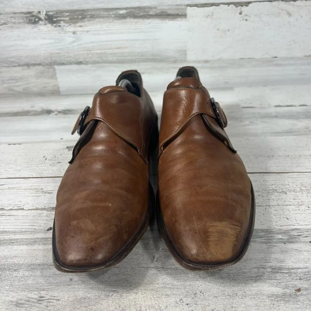 Johnston & Murphy Mens McClain Leather Monk Strap Buckle Derby Shoes Size‎ 11.5